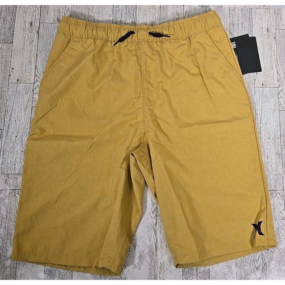 Hurley Boardshorts BOYS XL Swim Trunks H2O Hybrid Quick Dry Mesh Pockets Tan NEW